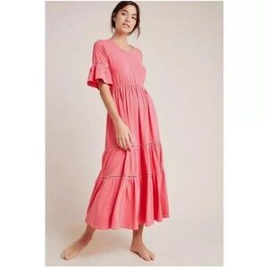 SUNDRY Tiered Dress with Ladder Lace Detail Size XS